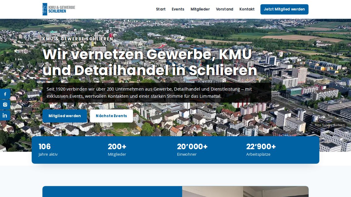 Website von KMU & Gewerbe Schlieren, TYPO3 Referenz mit T3Karma