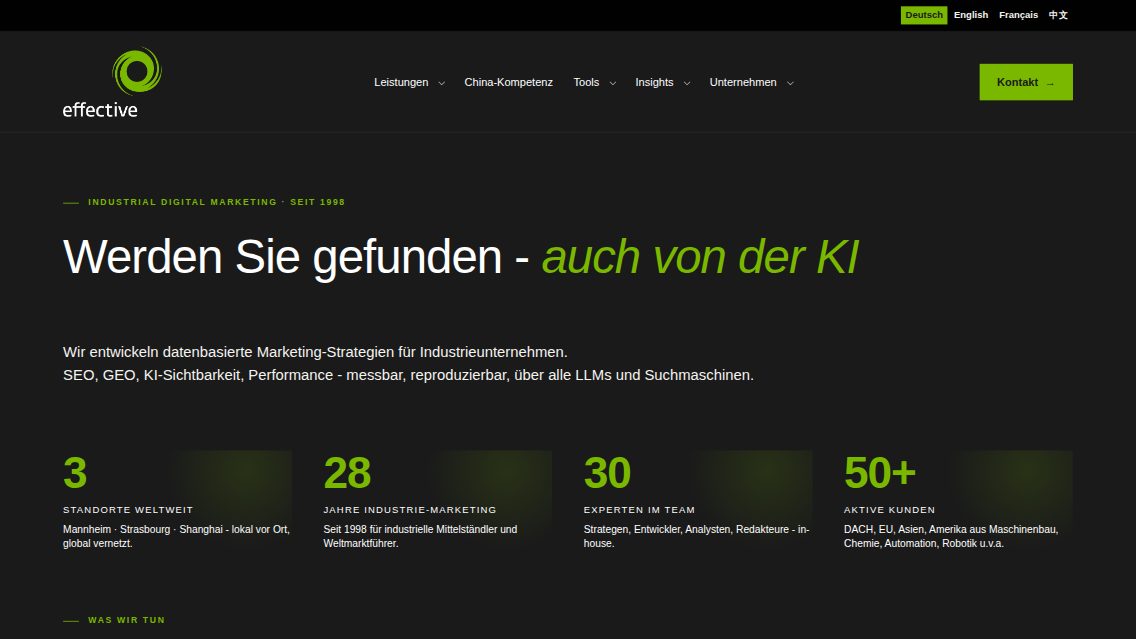 Website von Effective World Group, TYPO3 Referenz mit T3Karma