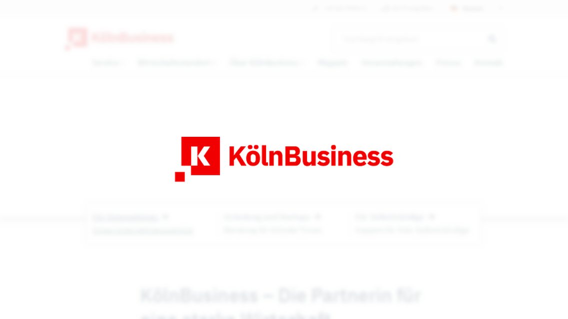 Website von KölnBusiness Wirtschaftsförderungs-GmbH, TYPO3 Referenz mit Timeline for TYPO3