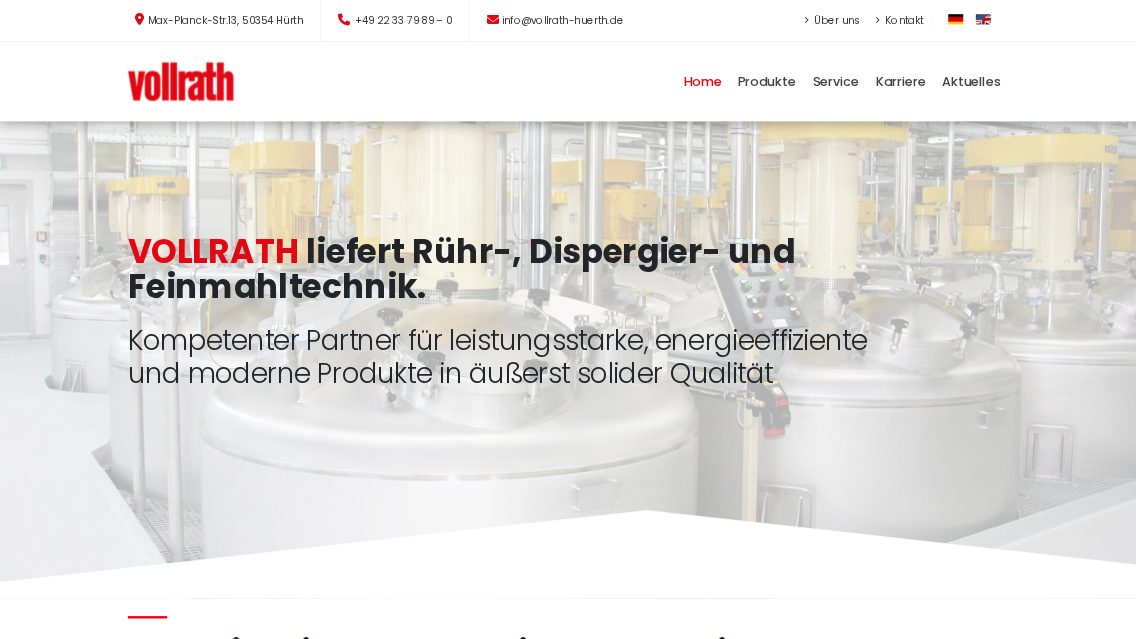 Website von Vollrath GmbH, TYPO3 Referenz mit T3Karma