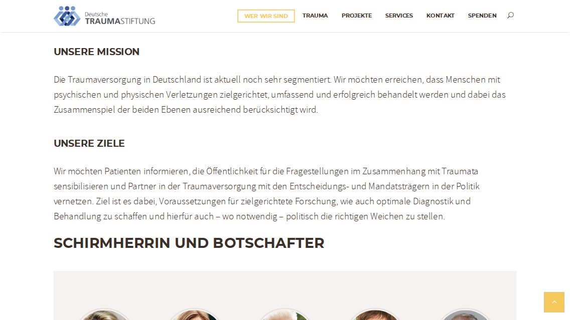 Website von Deutsche Traumastiftung e.V., TYPO3 Referenz mit T3 NGO