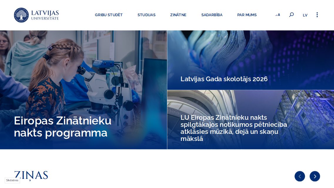 Website von Latvijas Universitāte, TYPO3 Referenz mit T3 Shiva