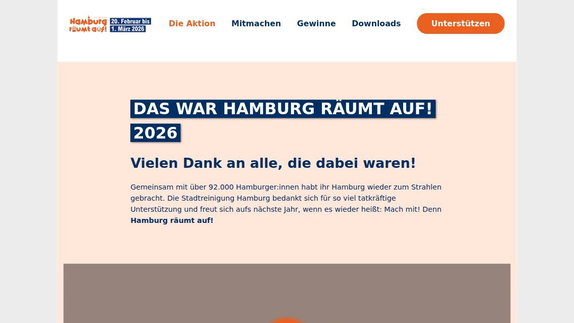 Website von Stadtreinigung Hamburg AöR, TYPO3 Referenz mit T3 Shri