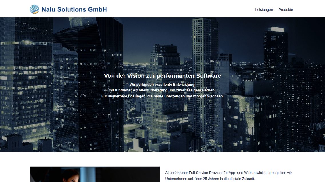 Website von Nalu Solutions GmbH, TYPO3 Referenz mit T3 Bootstrap