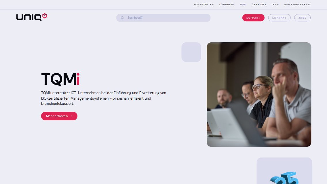 Website von TQMi – uniQconsulting AG, TYPO3 Referenz mit T3 Bootstrap