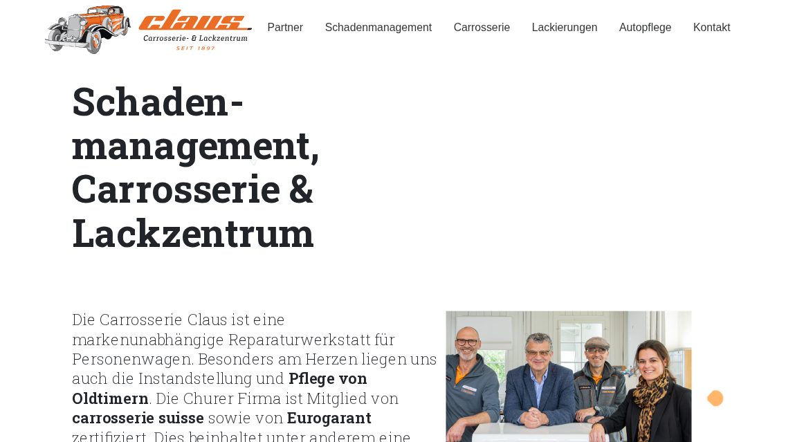 Website von Carrosserie Claus, TYPO3 Referenz mit T3 Bootstrap