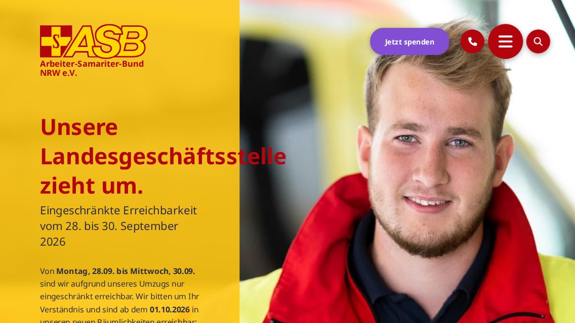 Website von Arbeiter-Samariter-Bund NRW, TYPO3 Referenz mit T3AI – AI Assistant for TYPO3