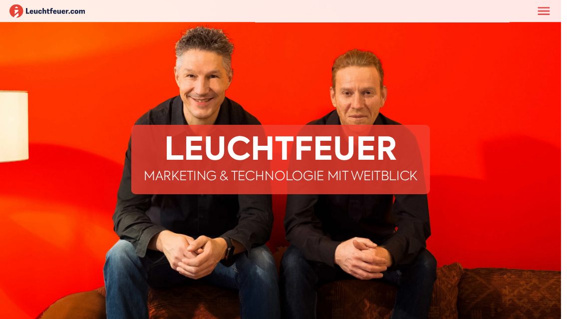 Website von Leuchtfeuer Digital Marketing, TYPO3 Referenz mit T3AI – AI Assistant for TYPO3