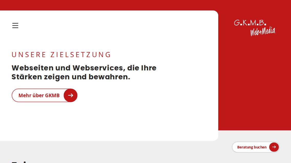 Website von GKMB Web+Media, TYPO3 Referenz mit T3AI – AI Assistant for TYPO3
