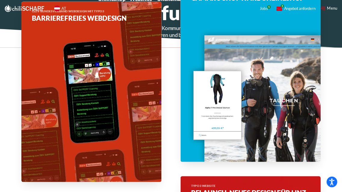 Website von chiliSCHARF Internetagentur, TYPO3 Referenz mit T3AI – AI Assistant for TYPO3
