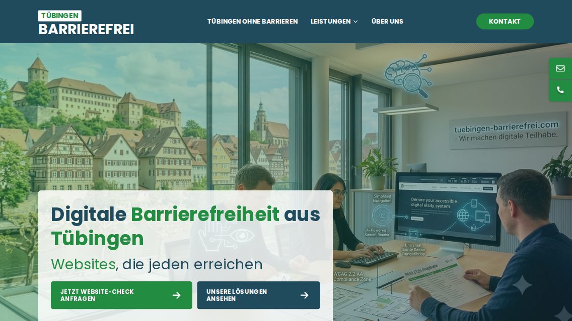 Website von Tübingen Barrierefrei (artif), TYPO3 Referenz mit T3AI – AI Assistant for TYPO3