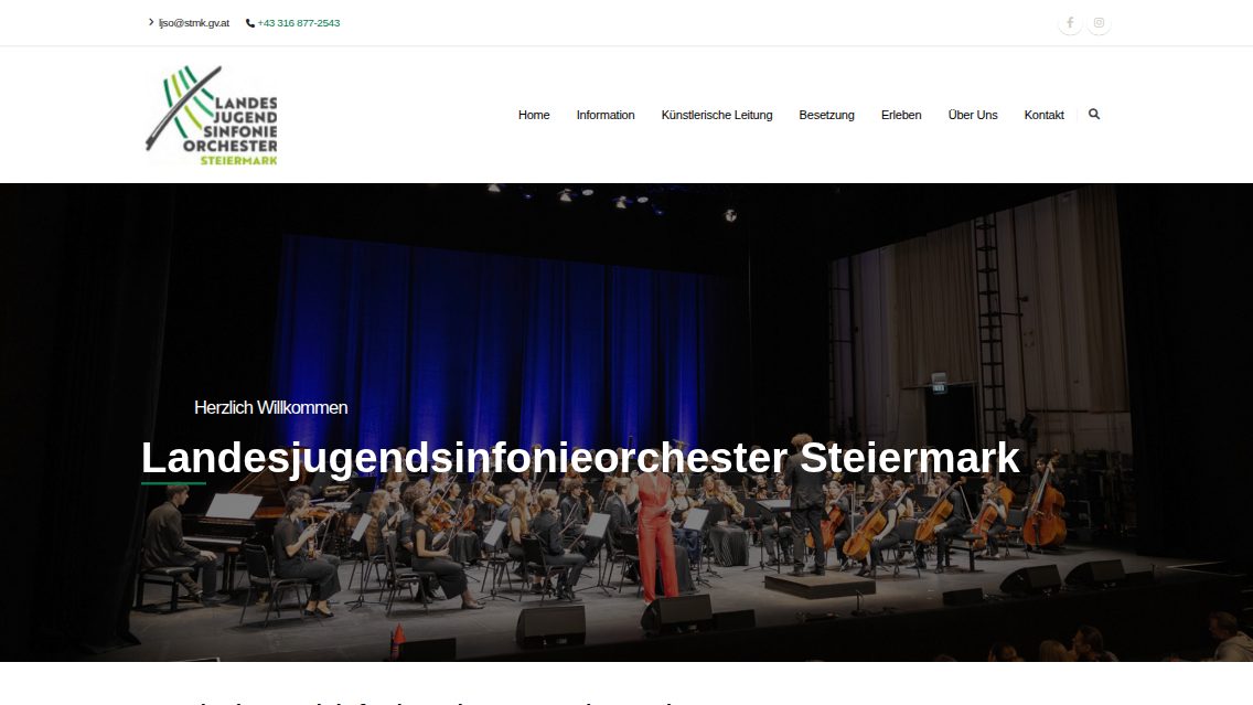 Website von Landesjugendsinfonieorchester Steiermark (LJSO), TYPO3 Referenz mit T3Karma