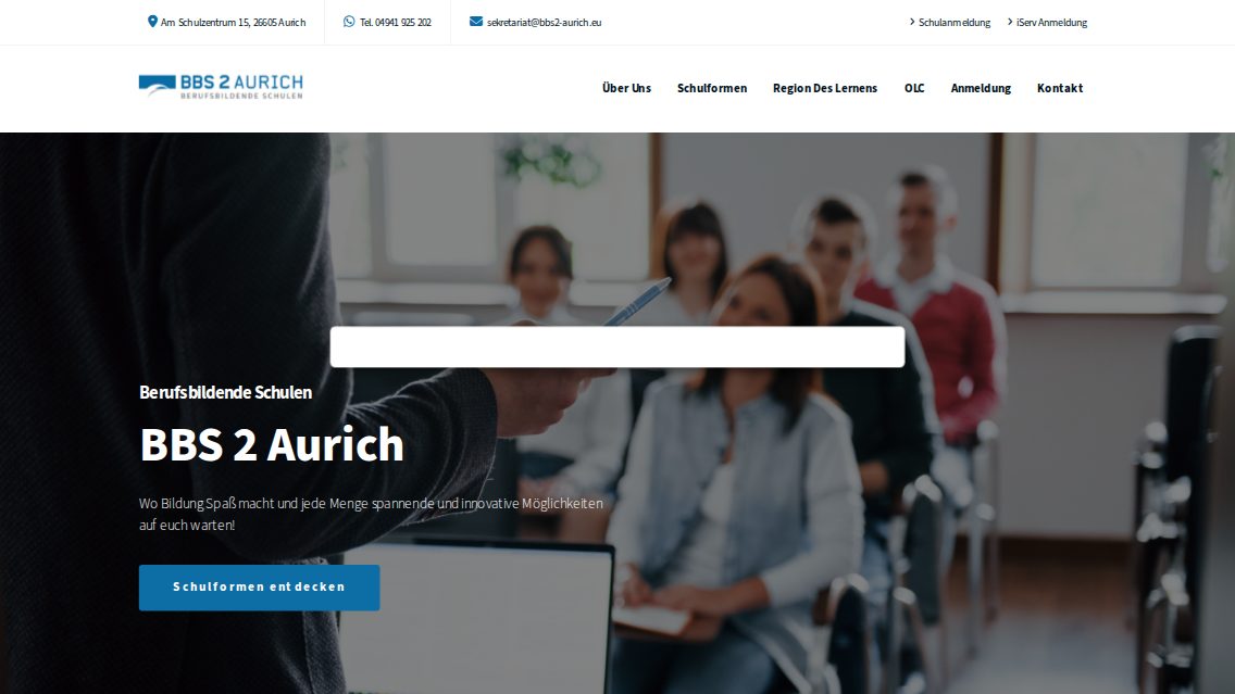 Website von Berufsbildende Schulen 2 Aurich (BBS2 Aurich), TYPO3 Referenz mit T3Karma