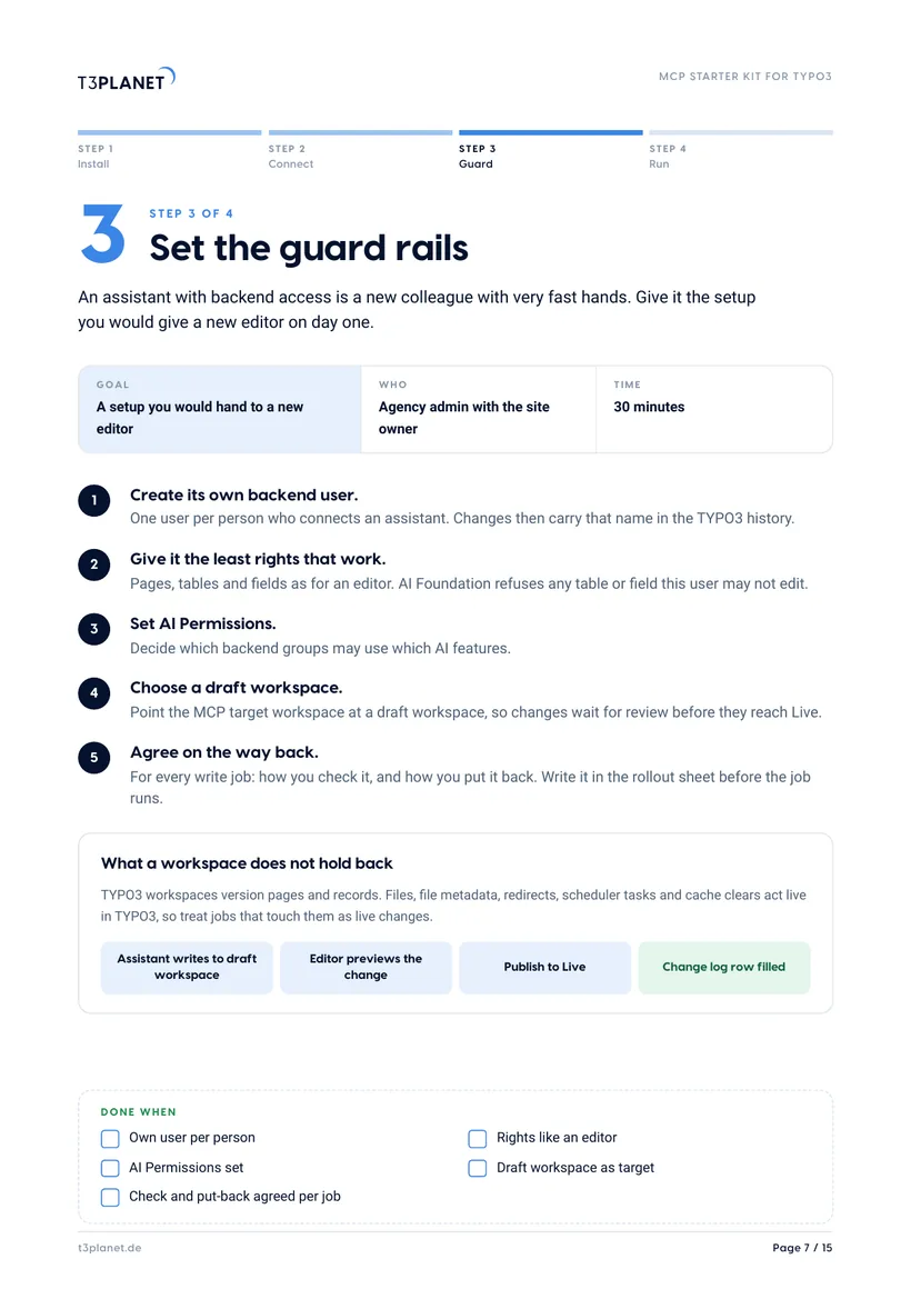 p. 7: Set the guard rails