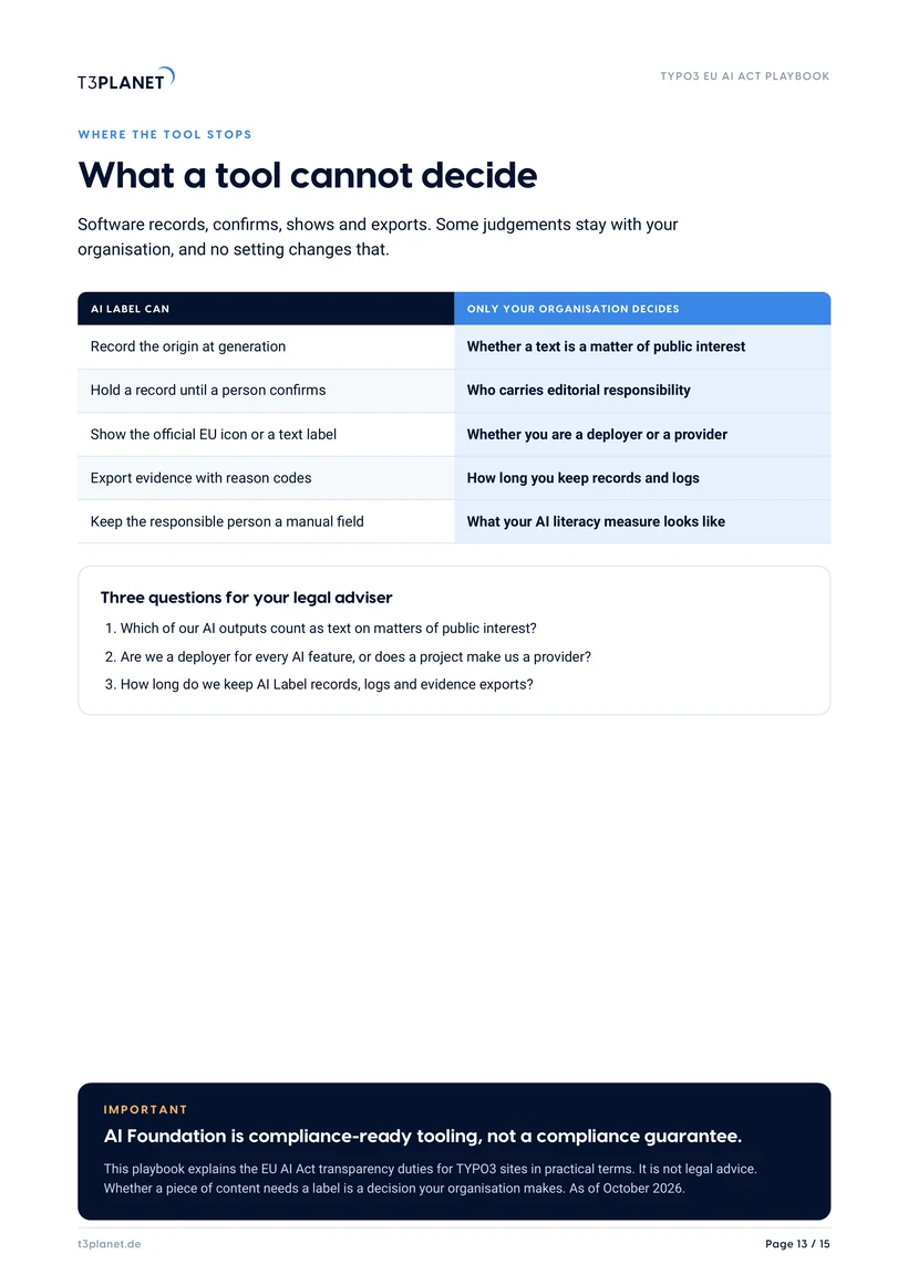 p. 13: What a tool cannot decide