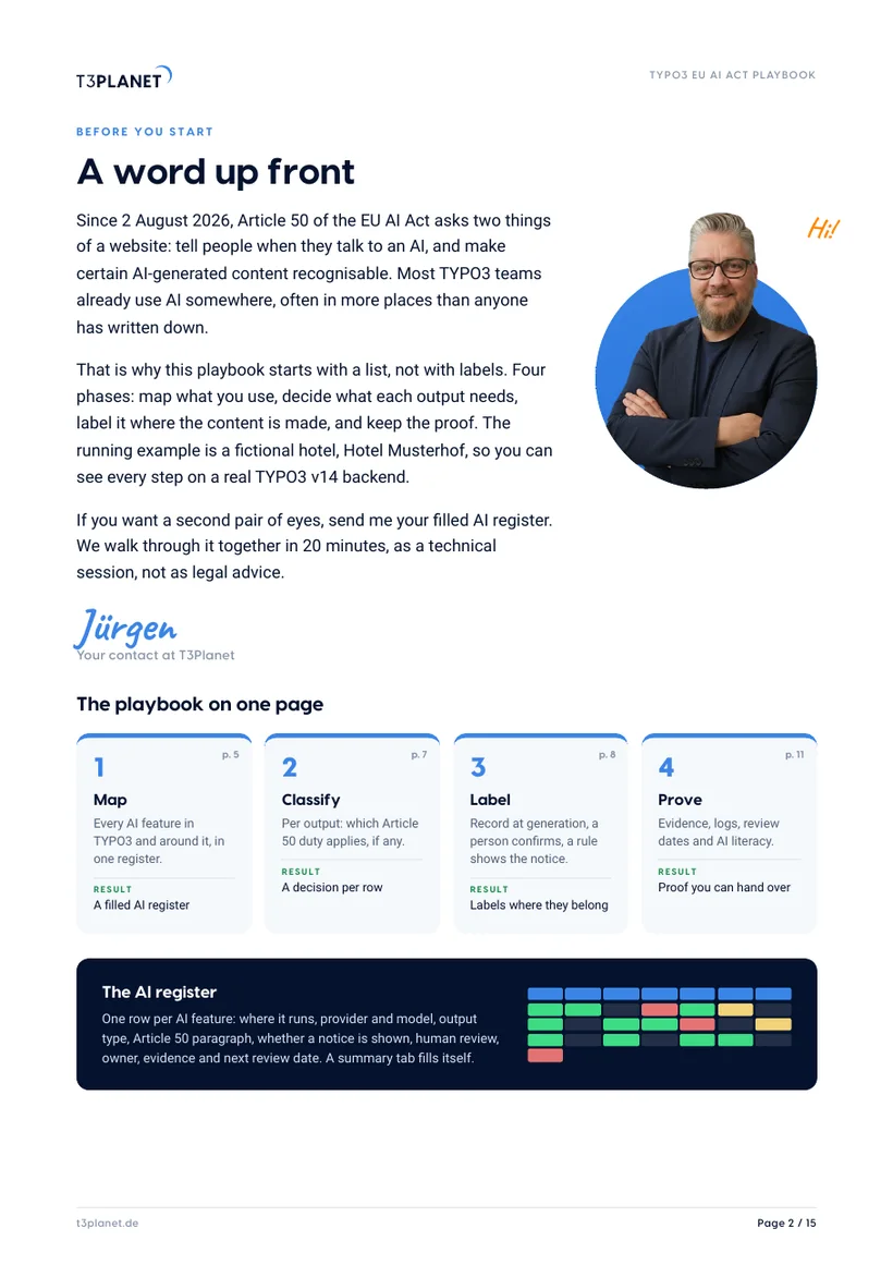 p. 2: The playbook on one page