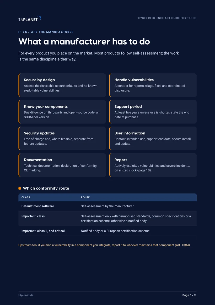 p. 6: What a manufacturer has to do