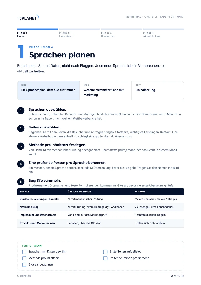 S. 4: Sprachen planen