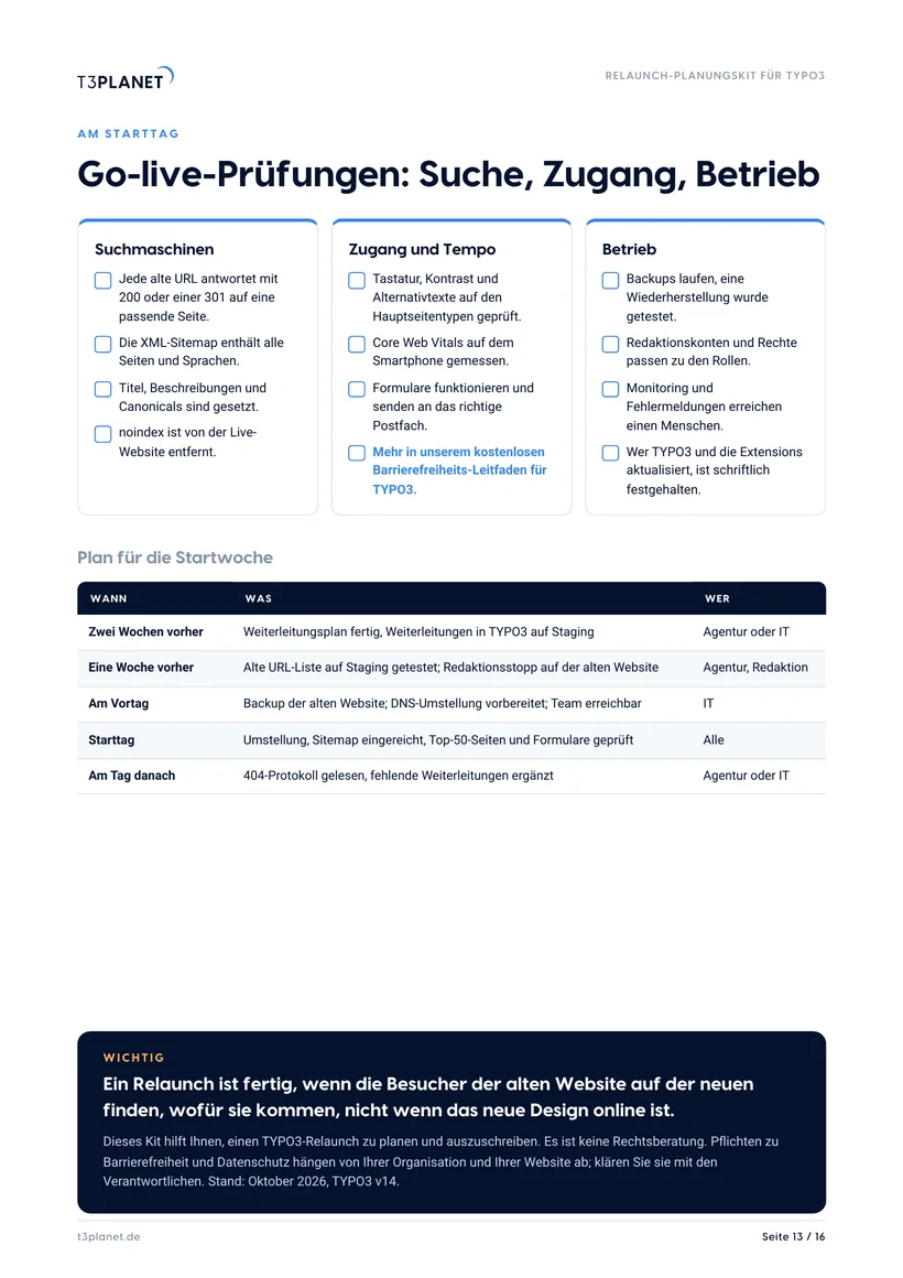 S. 13: Go-live-Prüfungen