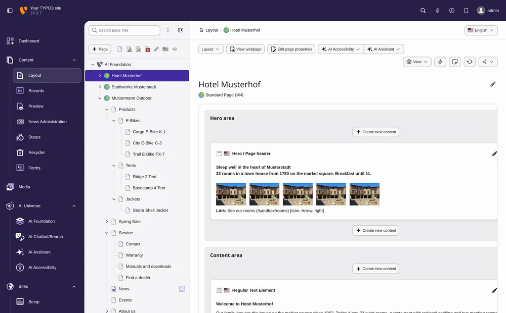 Page module in TYPO3 v14: check every content element