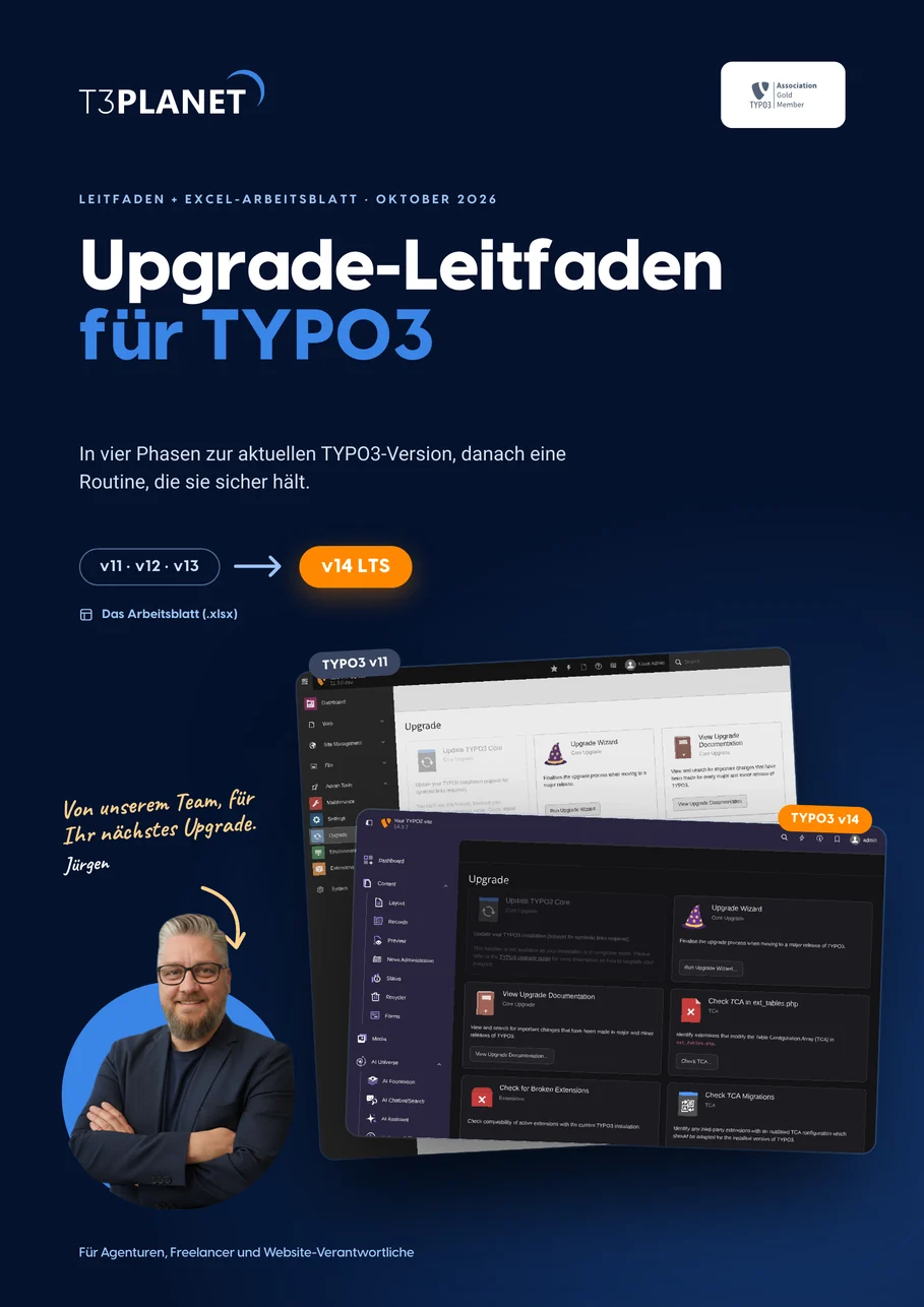 Titelseite: Upgrade-Leitfaden für TYPO3