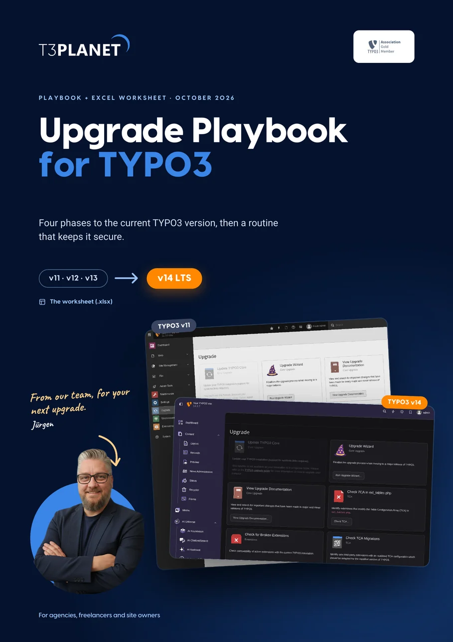 Cover of the Upgrade Playbook for TYPO3