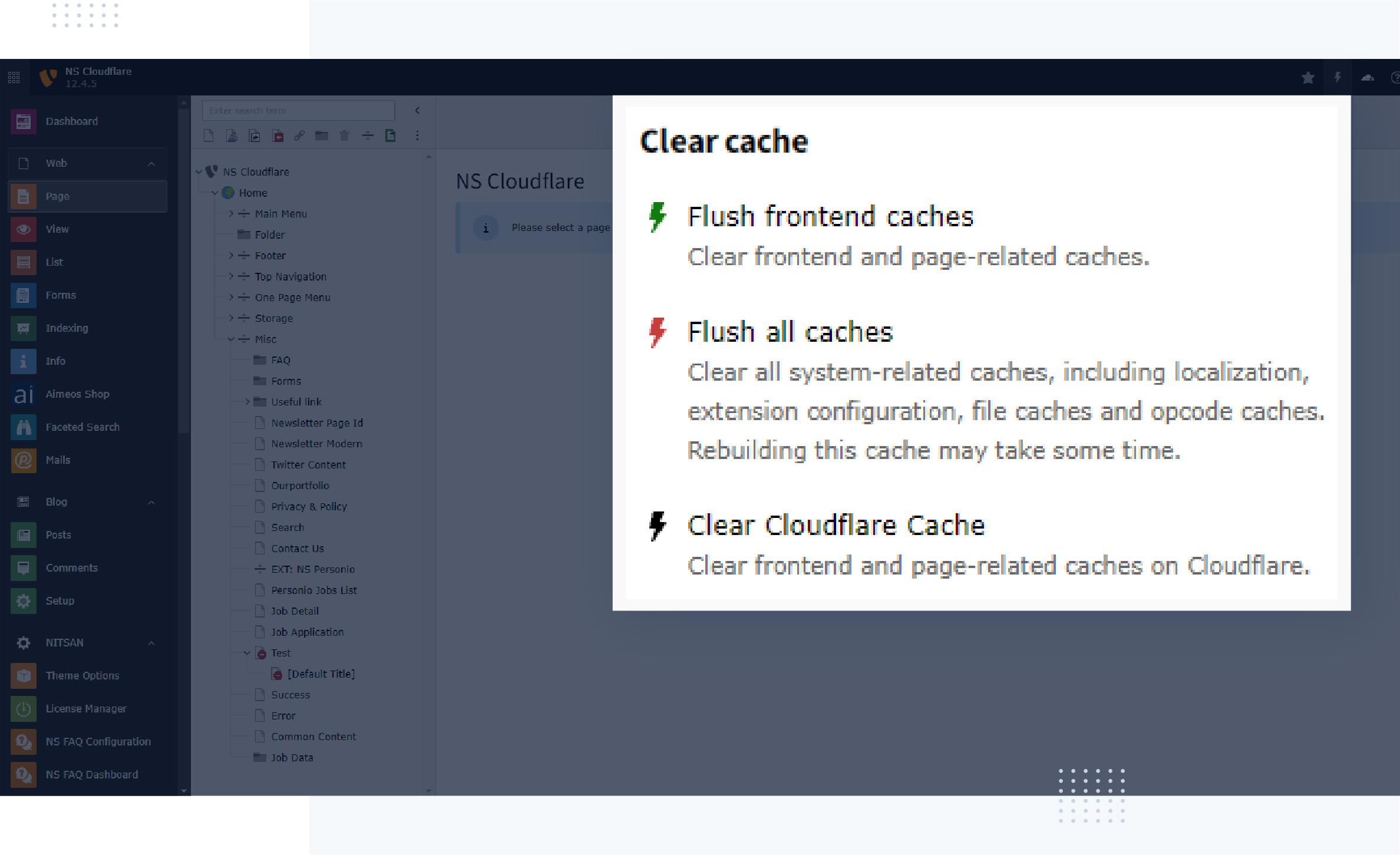 TYPO3 Backend Cache Purge