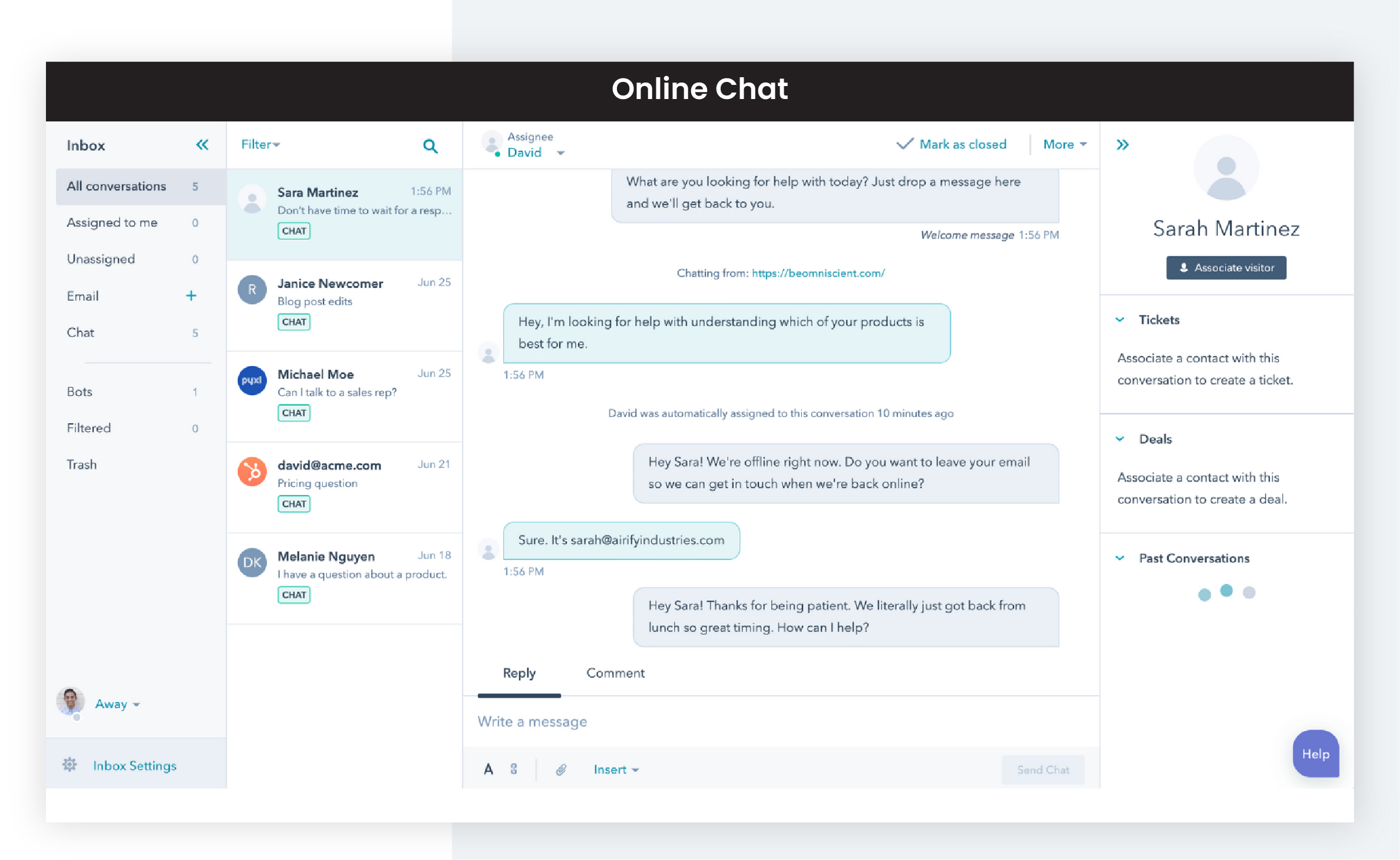 Chatten Sie mit Website-Besuchern in Echtzeit