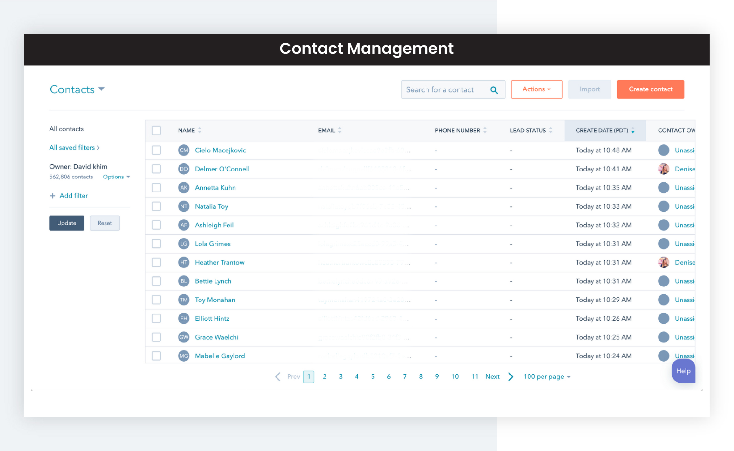 Benutzerfreundliches Kontakt management