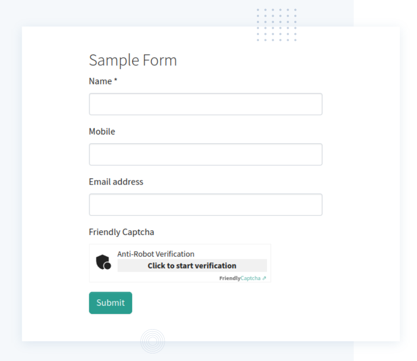 Add Friendly Captcha to any Forms