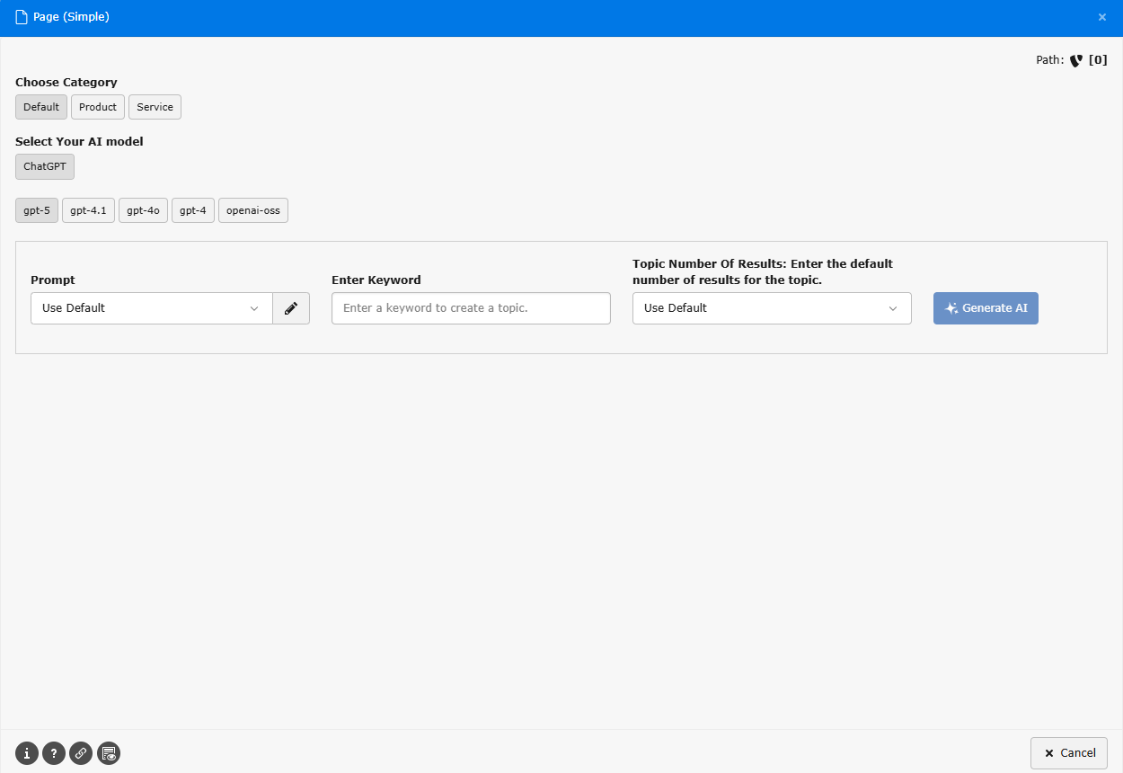 KI-Modell, Prompt und Keywords auswählen KI-Modell, Prompt und Keywords auswählen
