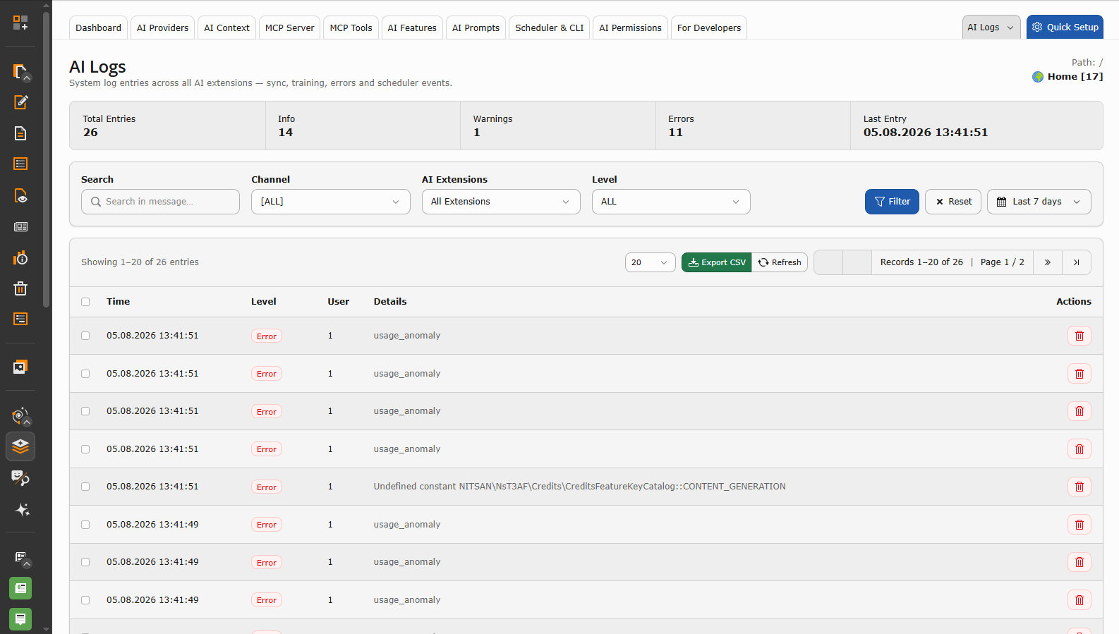 AI Logs Dashboard AI Logs Dashboard