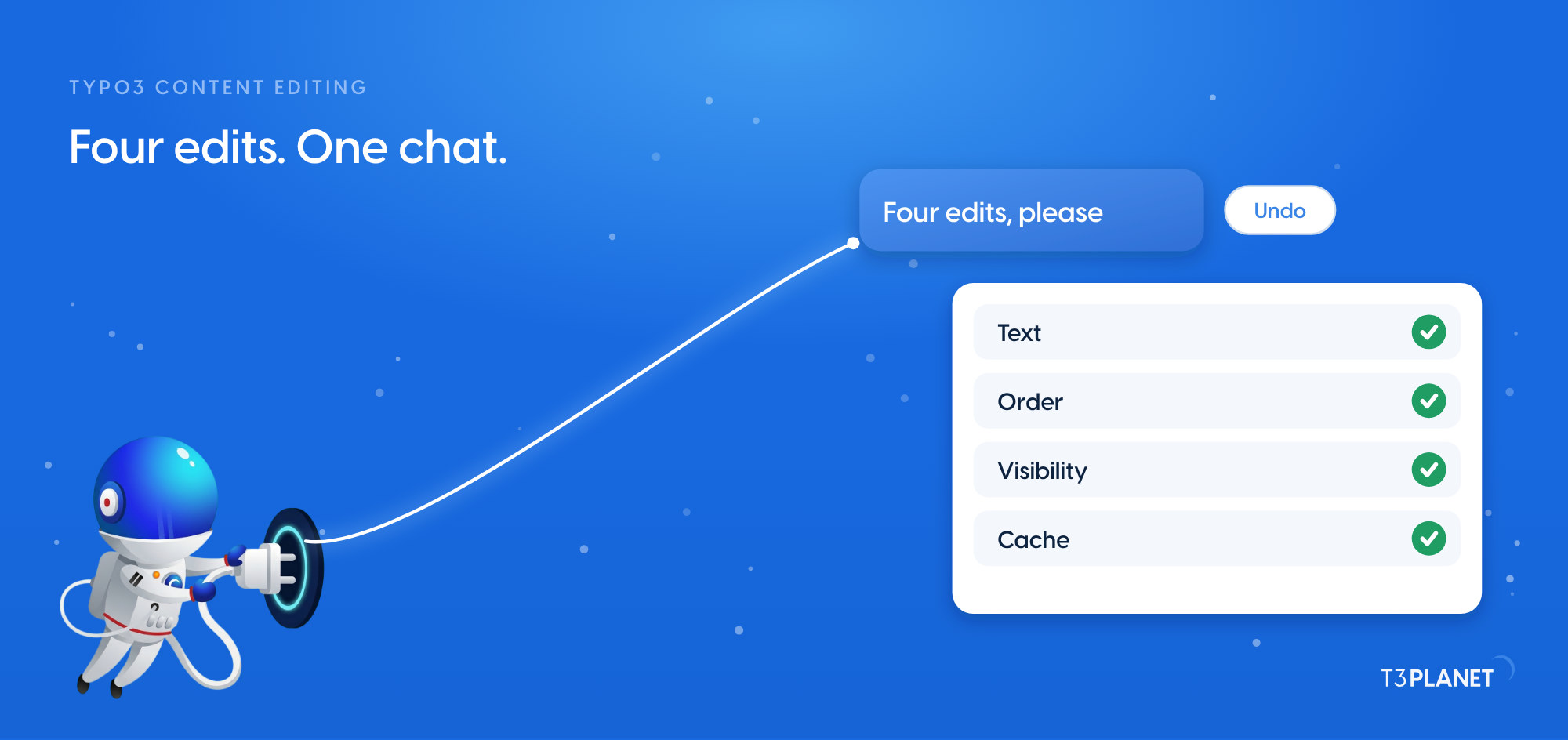 TYPO3 content editing with AI: four everyday edits from chat