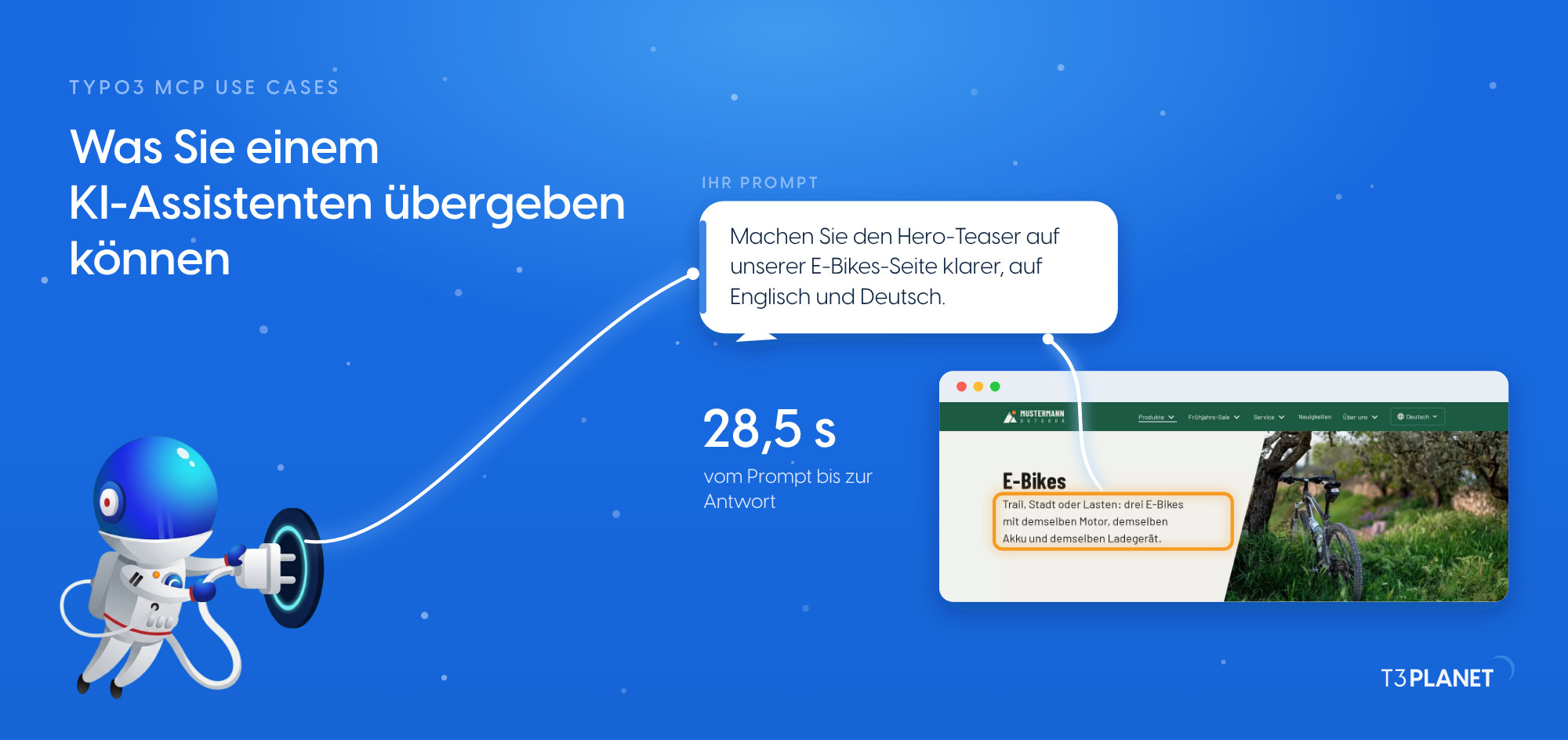 TYPO3 MCP Anwendungsfälle: was Sie einem KI-Assistenten übergeben können, auf einer Karte