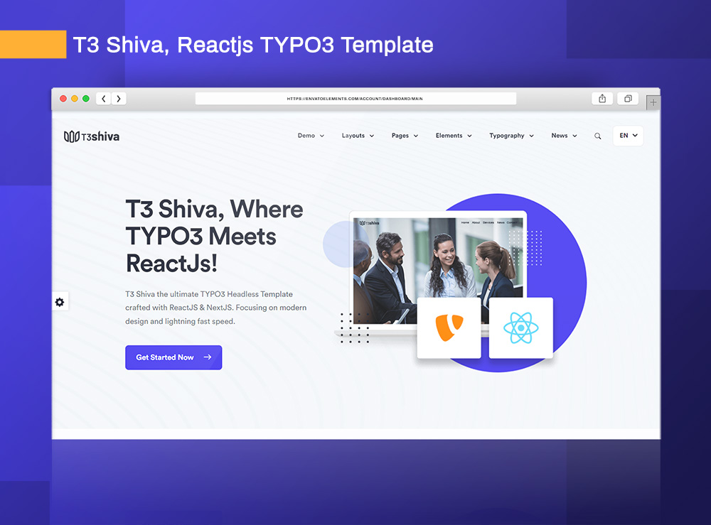 T3 Shiva, Reactjs TYPO3 Template