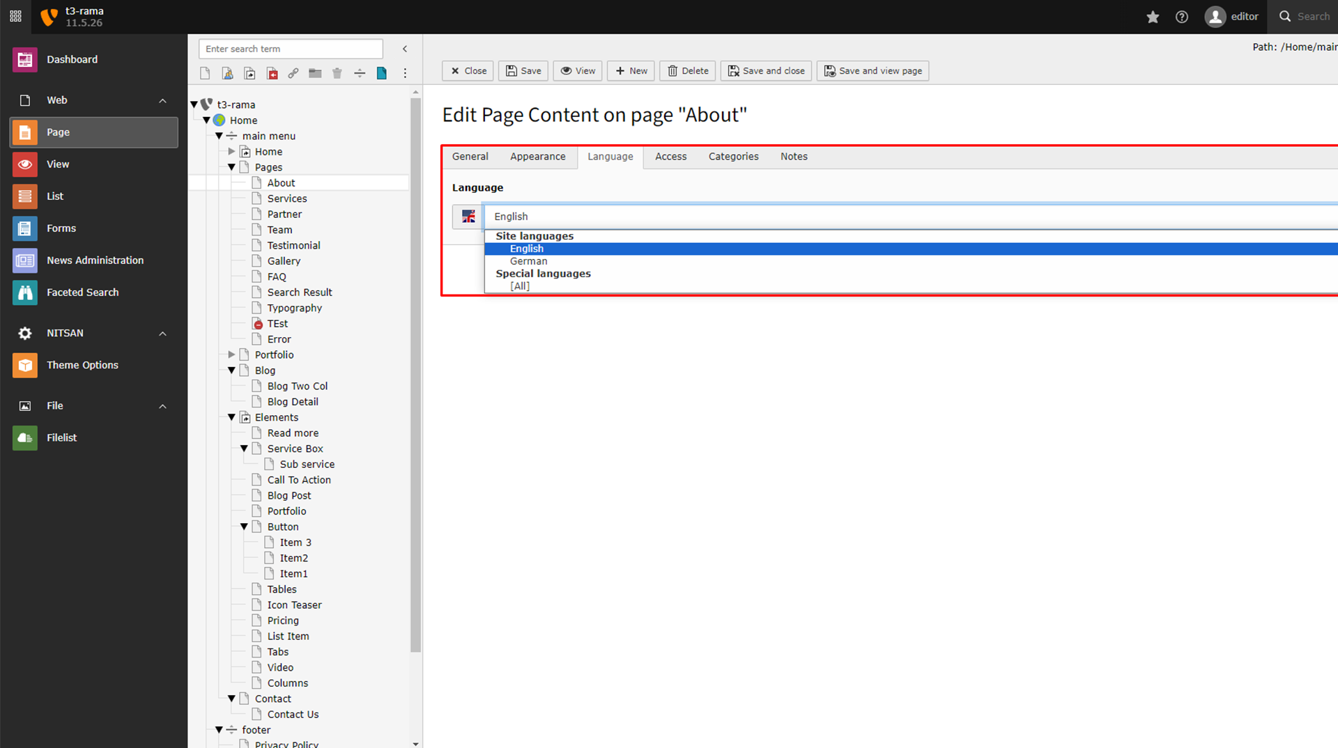 Multi language access 