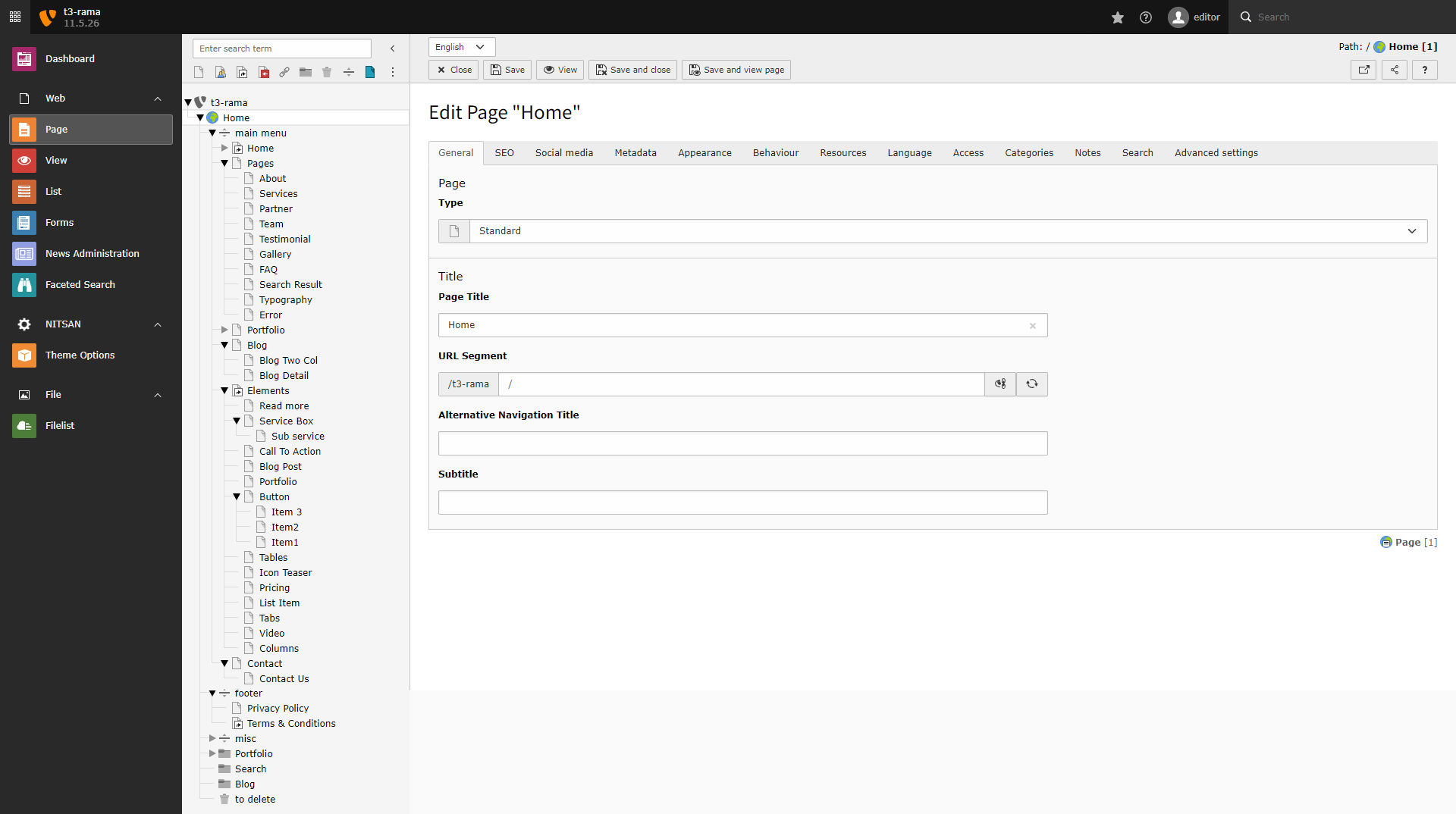 Edit home page 