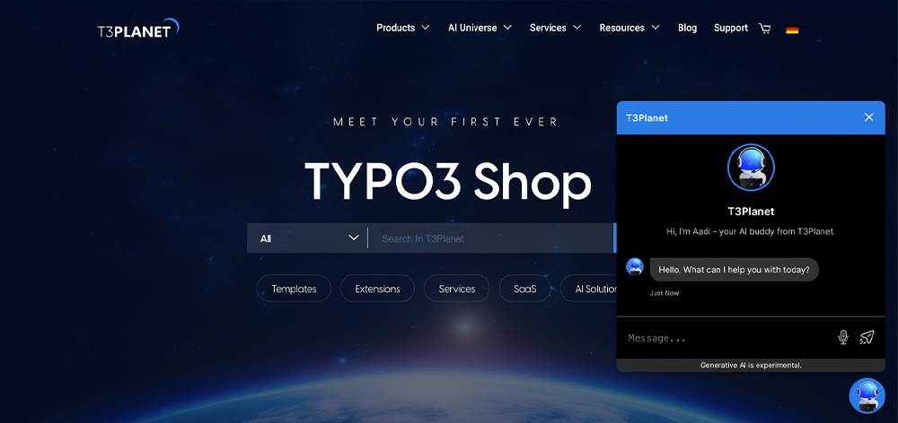 [Translate to German:] T3Planet - TYPO3 Shop