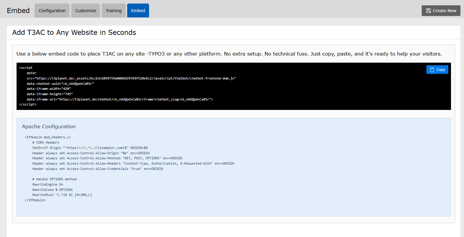 TYPO3 Chatbot überall einbetten
