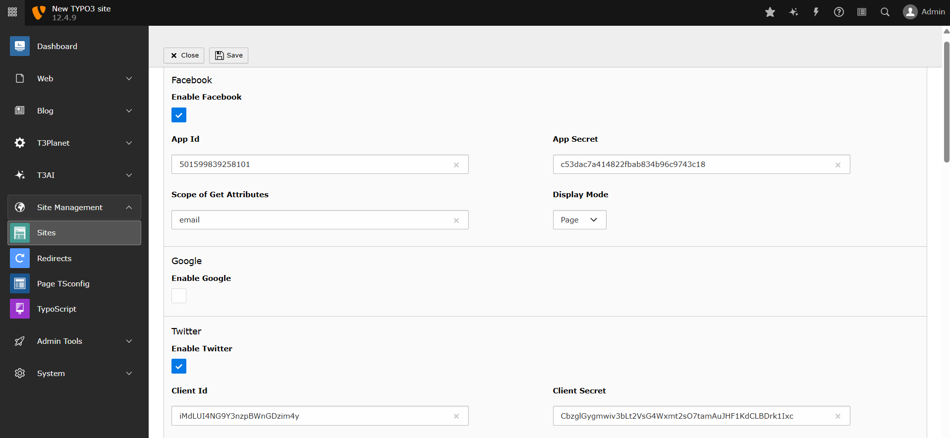Verwalten Sie TYPO3 Social Login Anbieter mit flexiblen Authentifizierungseinstellungen