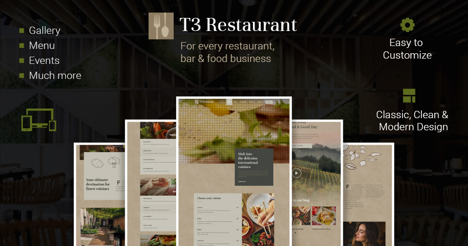 T3 Restaurant Classic TYPO3 Vorlage