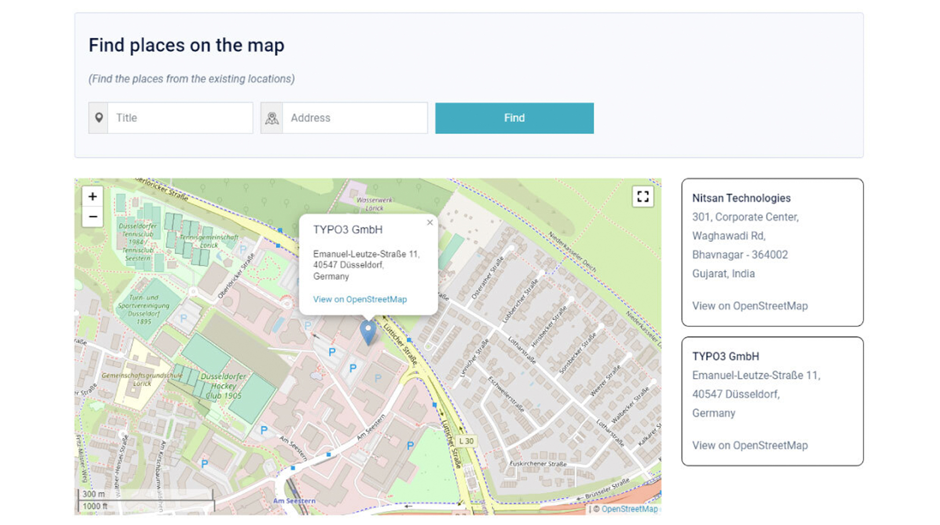 Find places on map