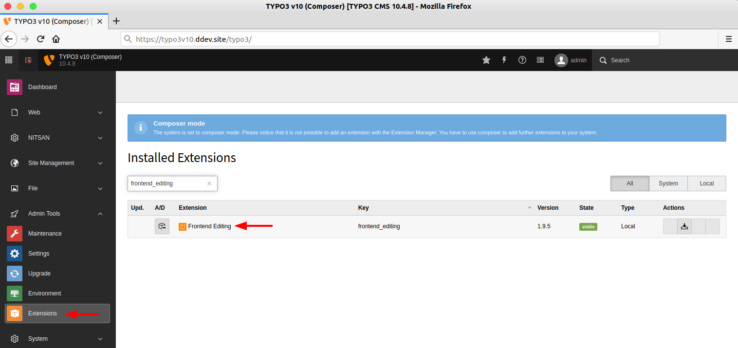 Installation von EXT:frontend_editing