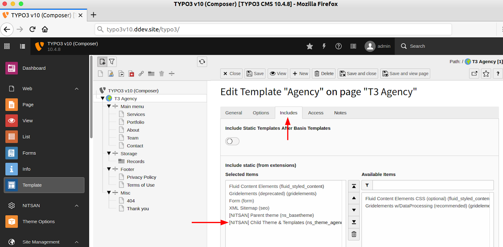 TCA sys_template: Include Frontend Template