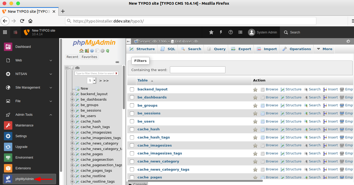  Wie weit verbreitet sind TYPO3 phpMyAdmin, TYPO3 adminer extensions?