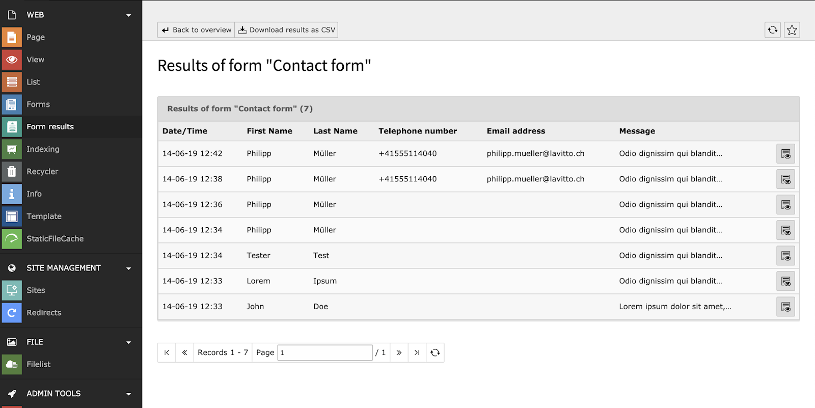 TYPO3-Formular zur Datenbank