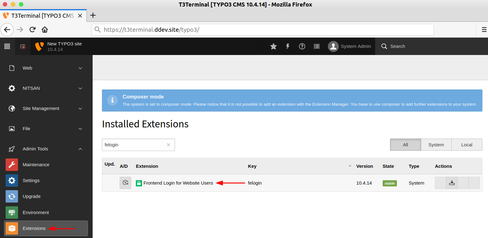 Activate TYPO3 Core’s EXT.felogin