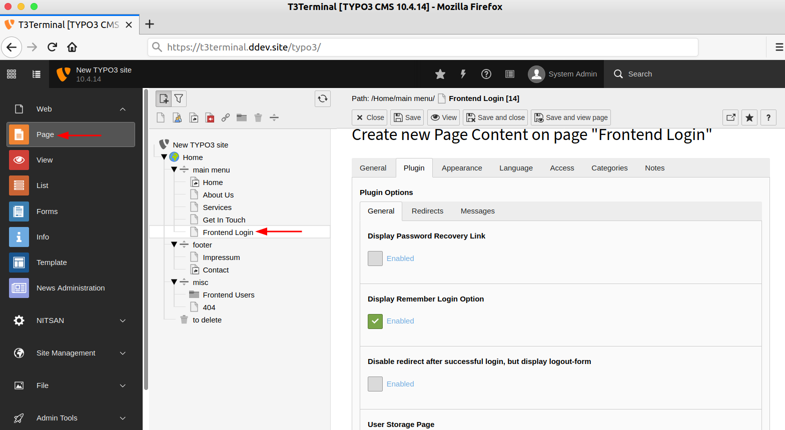  Insert TYPO3 Login Form
