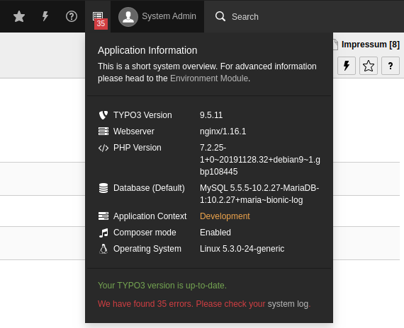 error-logs at Top admin panel