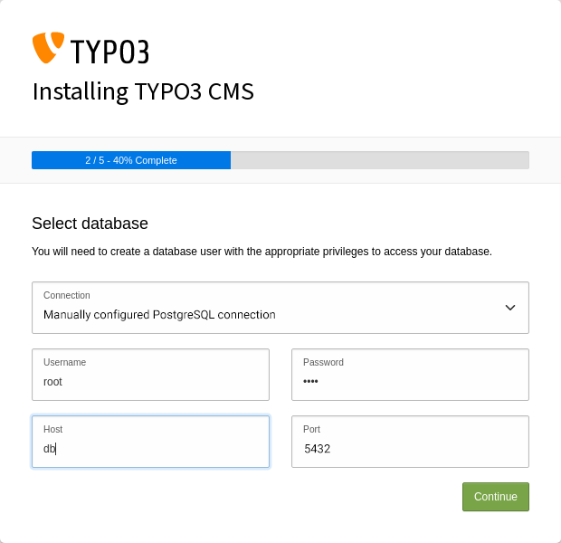 Installation der TYPO3 PostgreSQL Datenbank